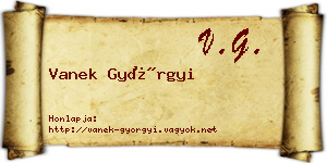Vanek Györgyi névjegykártya